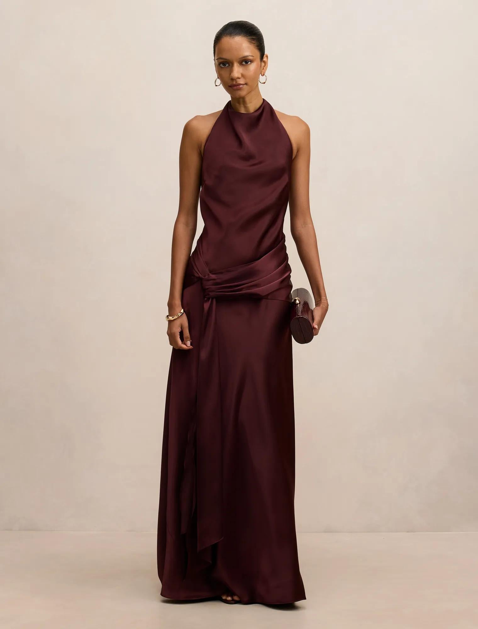 cocktail dress elegant design Elegant Women's Off-Shoulder Long Cocktail Dress, Draped Asymmetric Slit Design Charming Formal Party & Back To School Occasion Dress