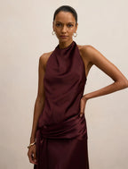 Abby | Women's Cocktail Dress With Halter Satin Design And Elegant Maxi Silhouette | Party