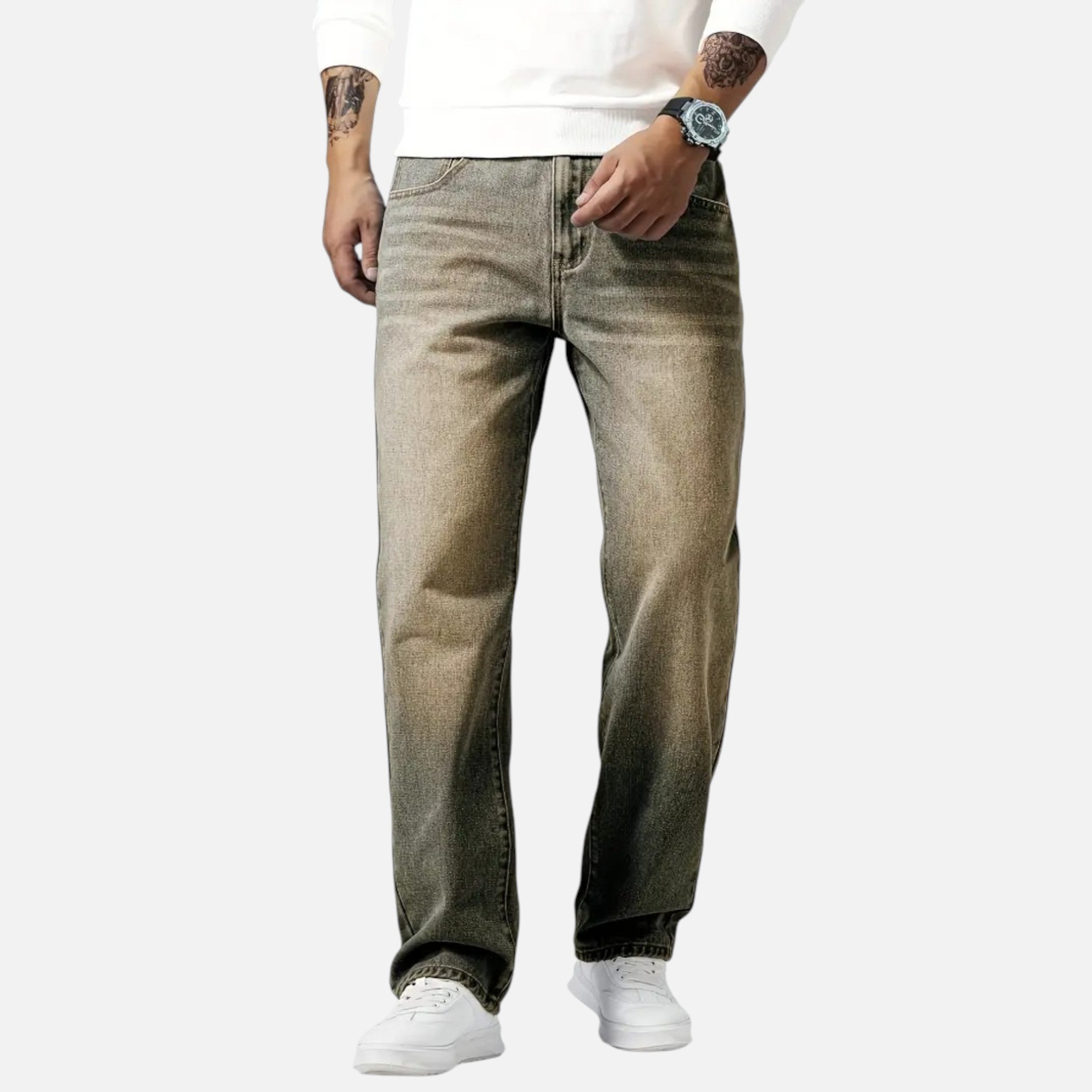 Aiden | Men's Denim Jeans With Pockets And Exposed Seams | Casual