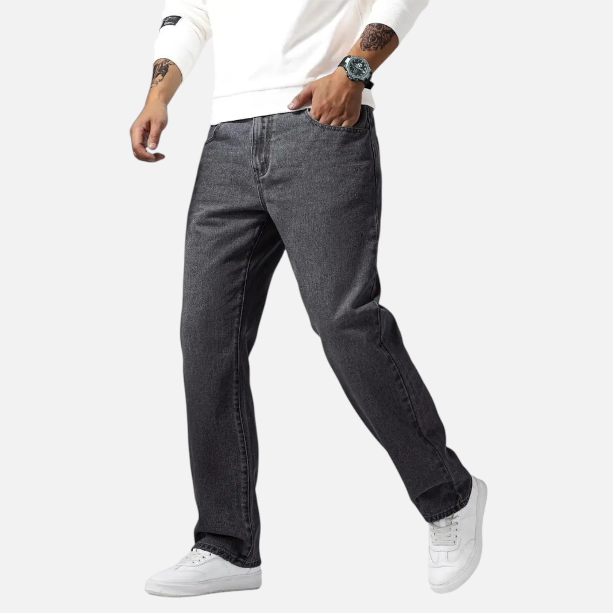 Aiden | Men's Denim Jeans With Pockets And Exposed Seams | Casual