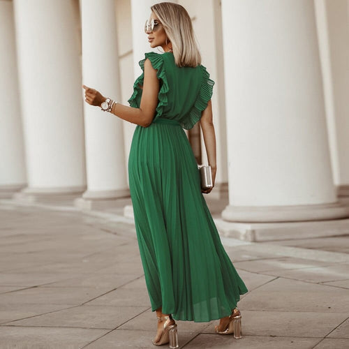 Alora | Women's Bodycon Dress With Pleated Skirt And Sleeveless Cut