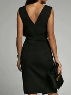 Amelie | Women’s Formal Dress With Pleated V-Neck And Side Slit | Elegant