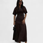 Andrea | Women's Day Dress With Pleated Maxi Skirt And Short Sleeve Design | Elegant