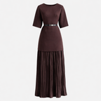 Andrea | Women's Day Dress With Pleated Maxi Skirt And Short Sleeve Design | Elegant