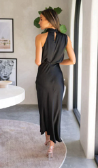 Aranza | Women’s Graduation Dress With V-Neck And Puff Sleeves | Elegant Midi