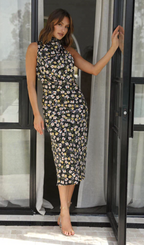 Aranza | Women’s Graduation Dress With V-Neck And Puff Sleeves | Elegant Midi