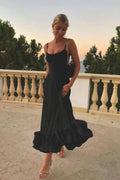 Ariana | Women’s Graduation Dress With Spaghetti Straps And Ruffle Hem | Elegant