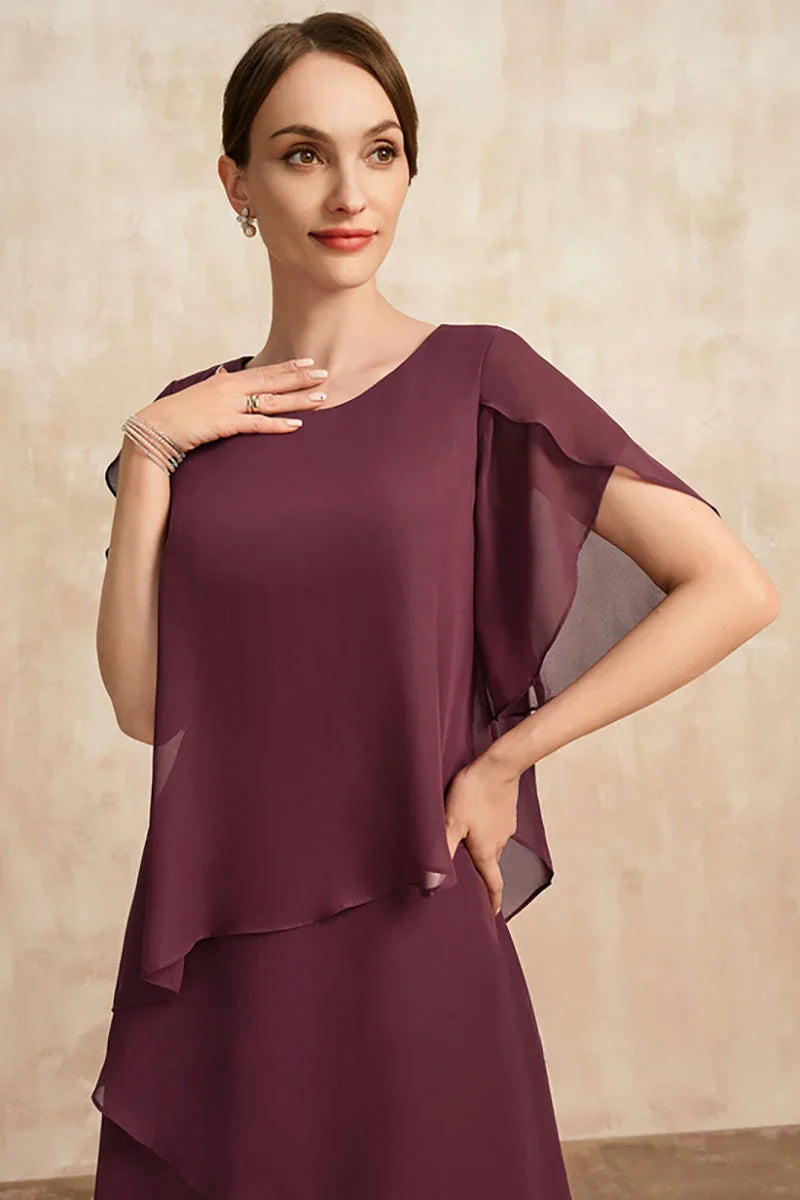 Belle | Women's Floral Dress With Layered Design And Short Sleeves | Elegant