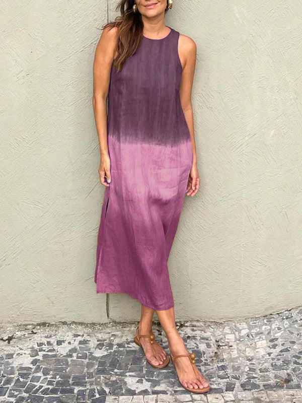 Briar | Women's Cotton Linen Day Dress With Side Split And Relaxed Maxi Silhouette | Casual
