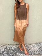 Briar | Women's Cotton Linen Day Dress With Side Split And Relaxed Maxi Silhouette | Casual