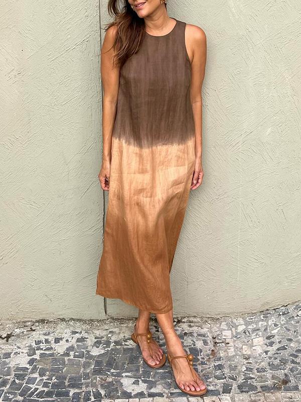 Briar | Women's Cotton Linen Day Dress With Side Split And Relaxed Maxi Silhouette | Casual