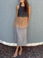 Briar | Women's Cotton Linen Day Dress With Side Split And Relaxed Maxi Silhouette | Casual