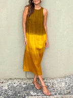 Briar | Women's Cotton Linen Day Dress With Side Split And Relaxed Maxi Silhouette | Casual