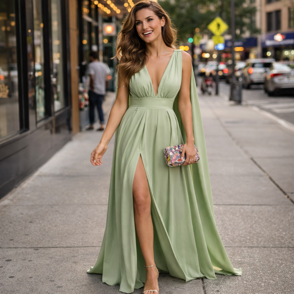 Camila | Women Prom Dress With Backless Slit And V-Neckline | Sexy Evening Style