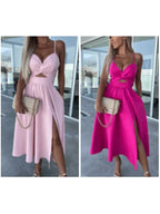 Camille | Women's Summer Dress With Sweetheart Neckline And Side Slit | Glamorous