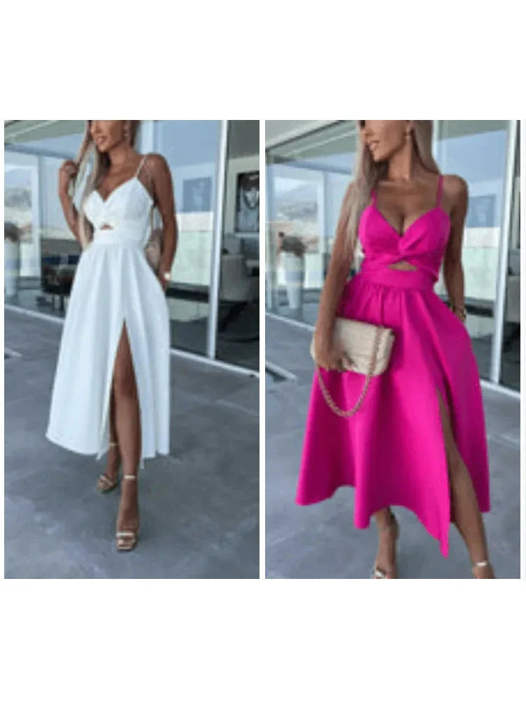 Camille | Women's Summer Dress With Sweetheart Neckline And Side Slit | Glamorous