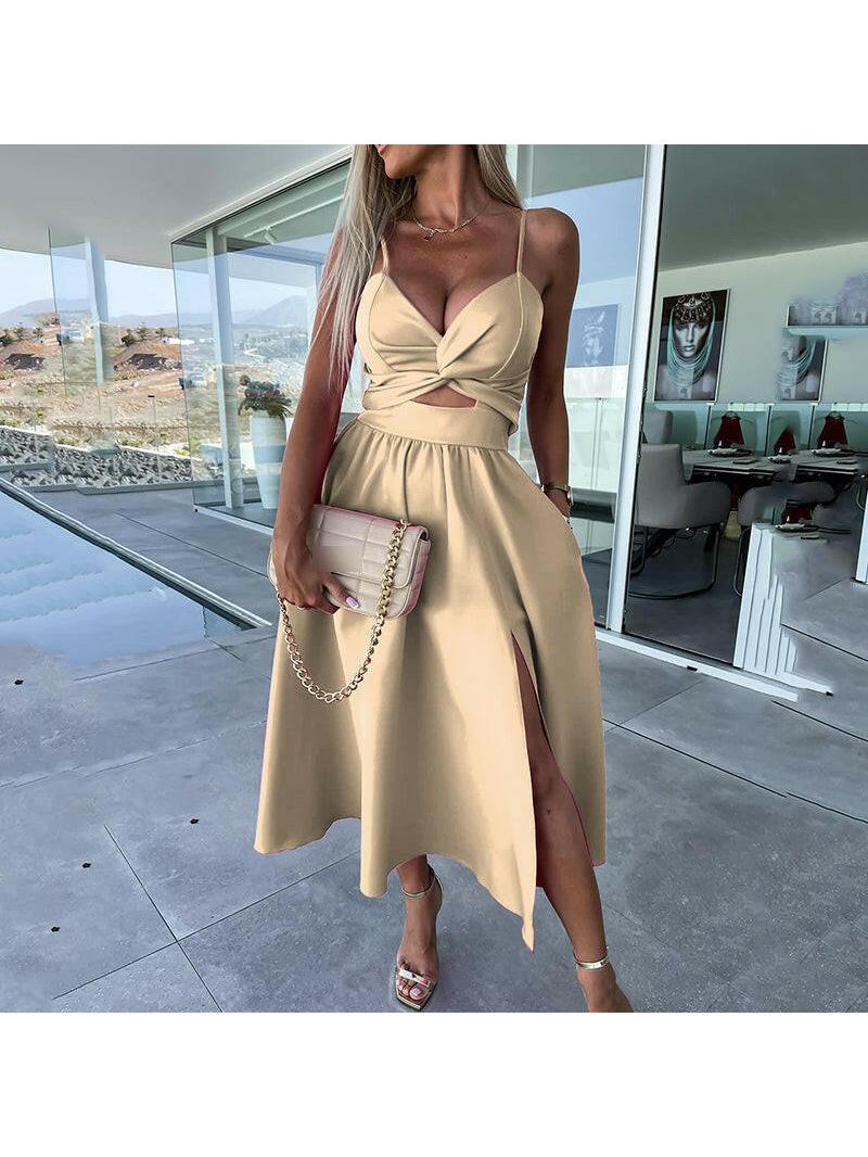 Camille | Women's Summer Dress With Sweetheart Neckline And Side Slit | Glamorous
