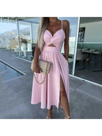 Camille | Women's Summer Dress With Sweetheart Neckline And Side Slit | Glamorous