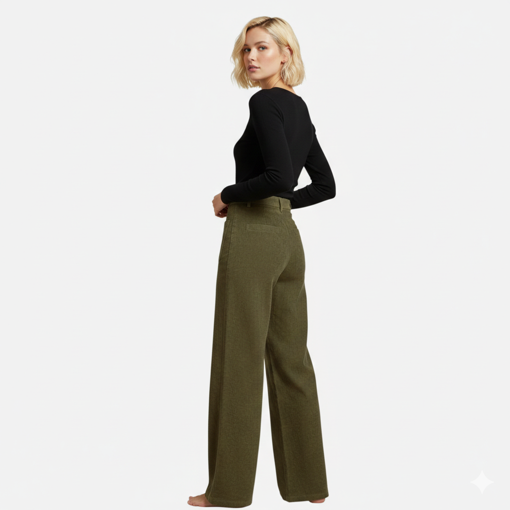 Charlotte | Women's Corduroy-Style Straight-Leg Trousers With Pockets | Modern
