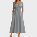 Clara | Women's Day Dress With V Neck Design And Flowy A-Line Skirt | Elegant