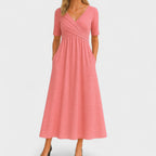 Clara | Women's Day Dress With V Neck Design And Flowy A-Line Skirt | Elegant