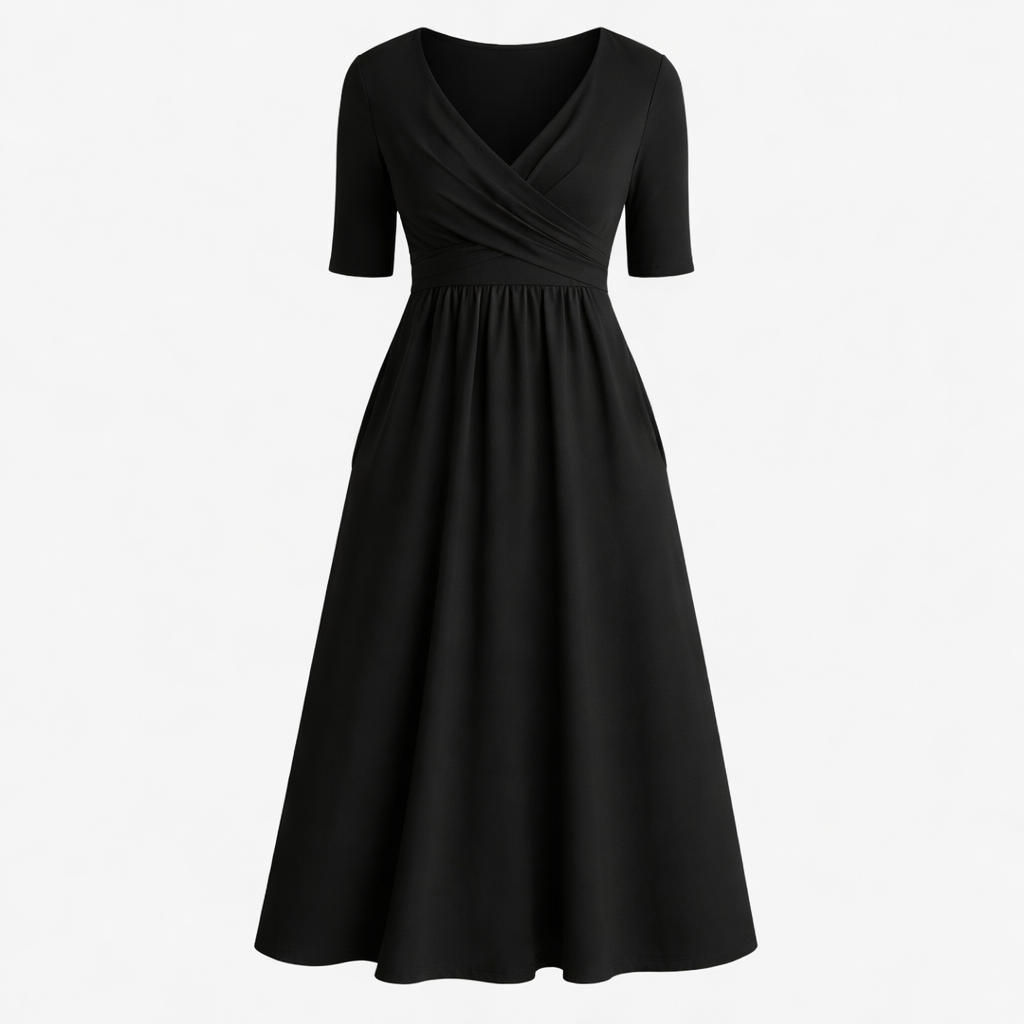 Clara | Women's Day Dress With V Neck Design And Flowy A-Line Skirt | Elegant