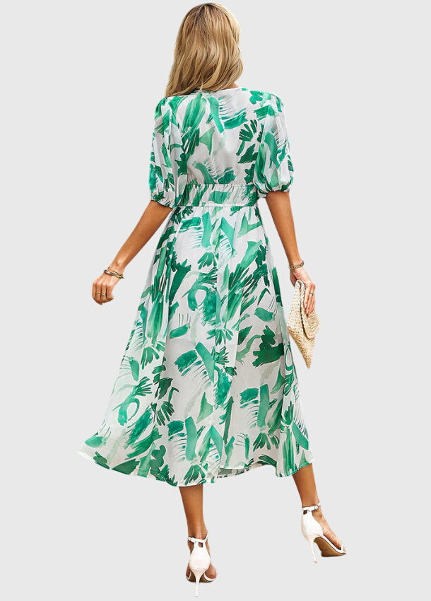 Clara | Women's Floral Dress With Smocked Waist And V Neckline | Casual