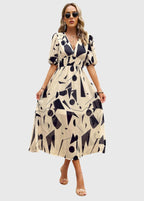 Clara | Women's Floral Dress With Smocked Waist And V Neckline | Casual