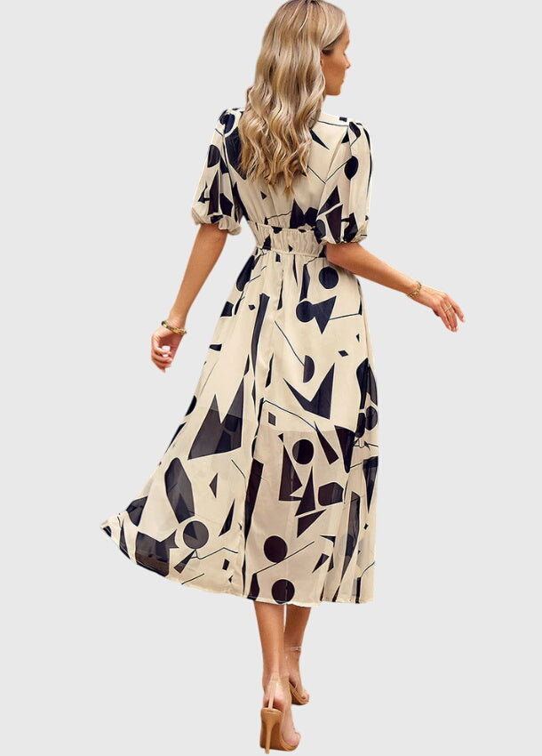 Clara | Women's Floral Dress With Smocked Waist And V Neckline | Casual