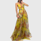 Clara | Women's Floral Dress With Spaghetti Strap Design And Flowing Maxi Skirt | Elegant