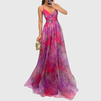 Clara | Women's Floral Dress With Spaghetti Strap Design And Flowing Maxi Skirt | Elegant