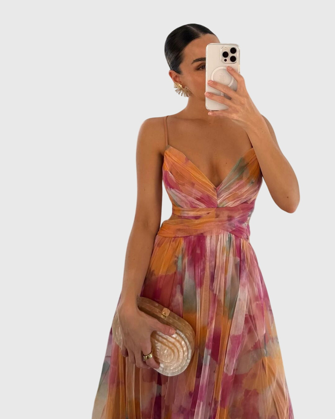 Clara | Women's Floral Dress With Spaghetti Strap Design And Flowing Maxi Skirt | Elegant