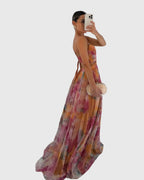 Clara | Women's Floral Dress With Spaghetti Strap Design And Flowing Maxi Skirt | Elegant