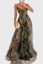Clara | Women's Floral Dress With Spaghetti Strap Design And Flowing Maxi Skirt | Elegant