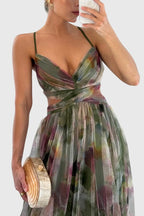 Clara | Women's Floral Dress With Spaghetti Strap Design And Flowing Maxi Skirt | Elegant