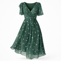 Clara | Women’s Formal Dress With Flutter Sleeves And V-Neck Midi Silhouette | Elegant