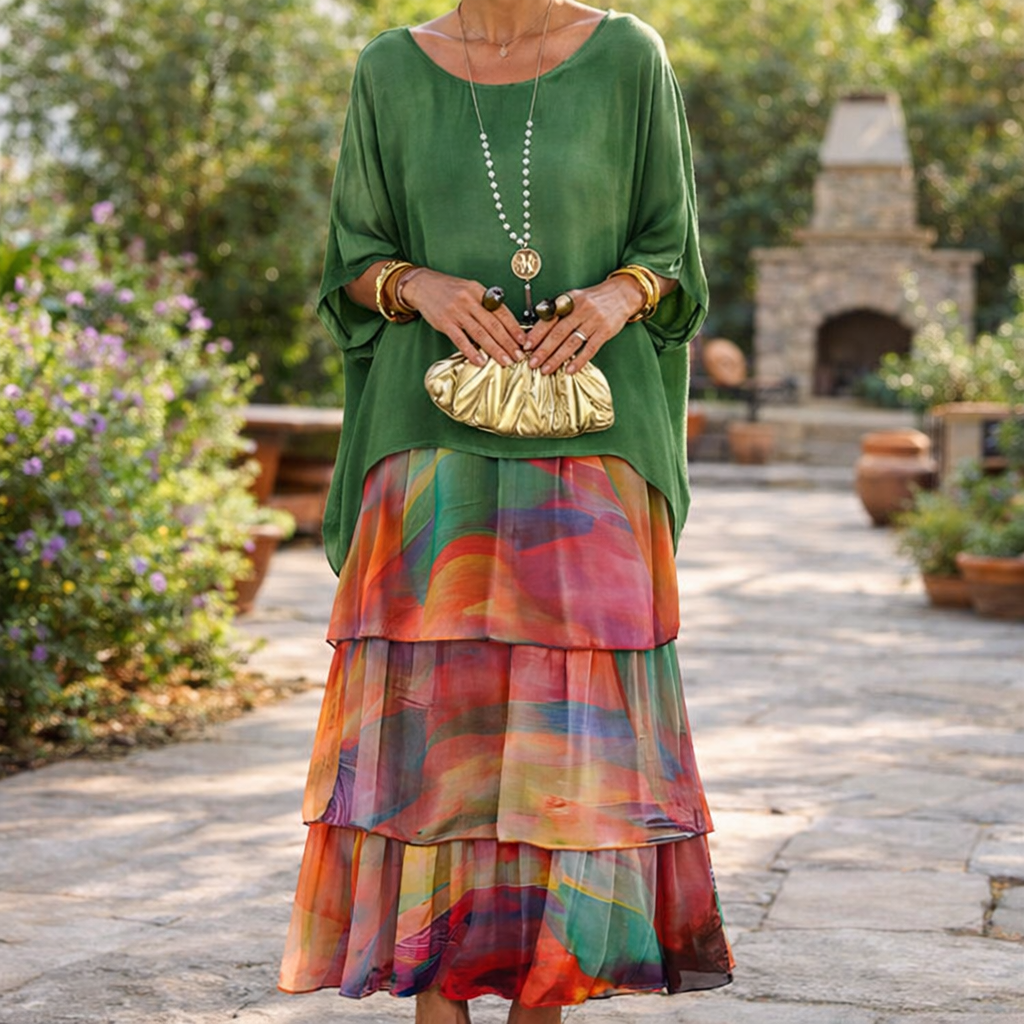 Clara | Women’s Formal Dress With Layered Ombre Skirt And Loose-Fit Top | Elegant