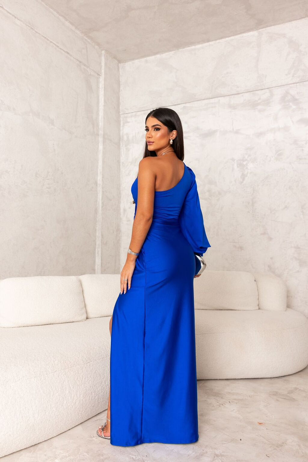 Clara | Women’s Graduation Dress With One-Shoulder Sleeve And Side Slit | Elegant