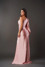 Clara | Women’s Graduation Dress With One-Shoulder Sleeve And Side Slit | Elegant