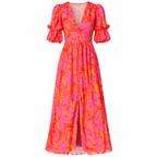 Clara | Women’s Graduation Dress With Puff Sleeves And Floral Print | Elegant