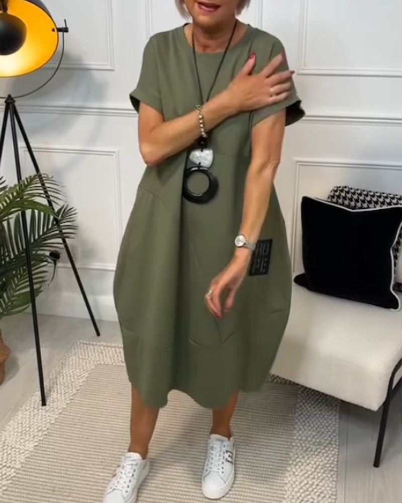 Cleo | Women's Day Dress With Short Sleeve Design And Relaxed Pocket Fit | Casual