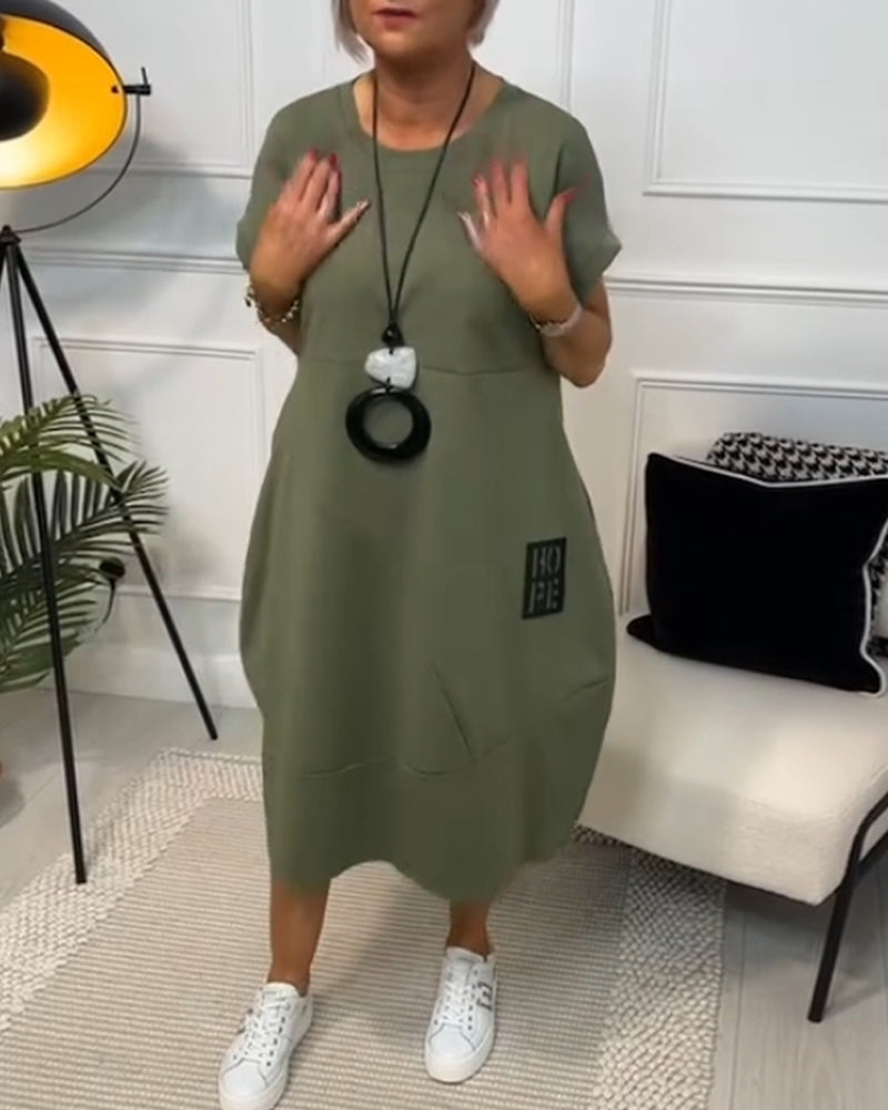 Cleo | Women's Day Dress With Short Sleeve Design And Relaxed Pocket Fit | Casual