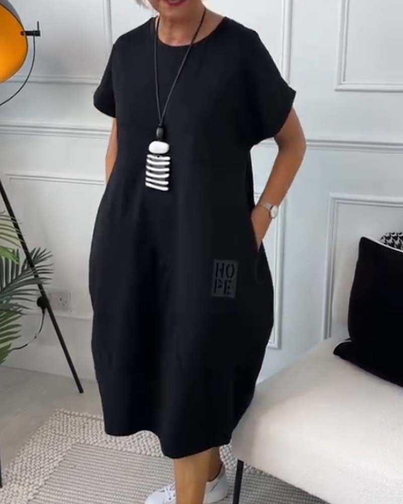 Cleo | Women's Day Dress With Short Sleeve Design And Relaxed Pocket Fit | Casual