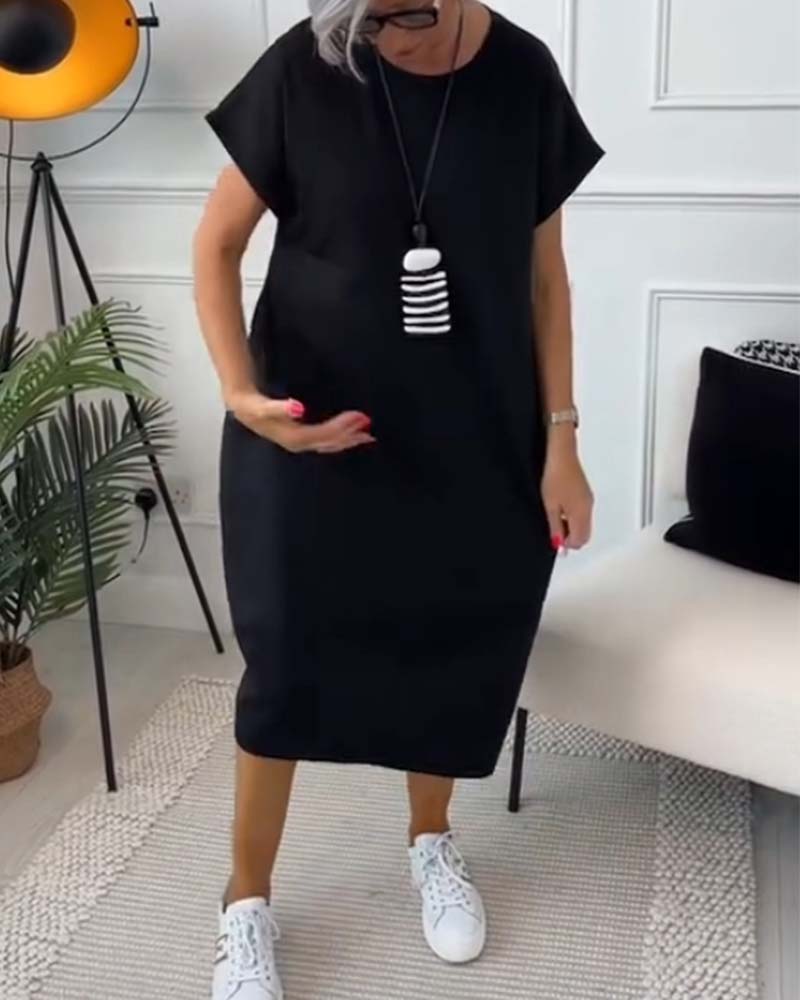 Cleo | Women's Day Dress With Short Sleeve Design And Relaxed Pocket Fit | Casual