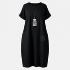 Cleo | Women's Day Dress With Short Sleeve Design And Relaxed Pocket Fit | Casual