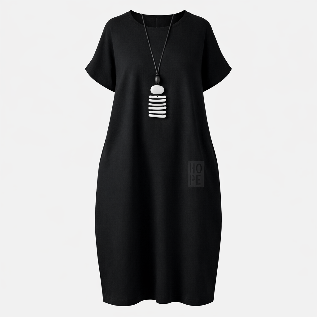 Cleo | Women's Day Dress With Short Sleeve Design And Relaxed Pocket Fit | Casual