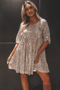 Coco | Women's Sparkle Dress With Sequin Fabric And Tiered Mini Silhouette | Party