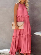 Delilah | Women's Day Dress With Halter Neck Design And Ruffle Trim Detail | Elegant