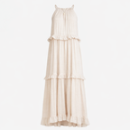Delilah | Women's Day Dress With Halter Neck Design And Ruffle Trim Detail | Elegant