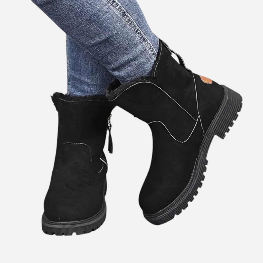 Elara | Women's Fleece-Lined Boots With Fur Trim And Slip On Design | Cozy
